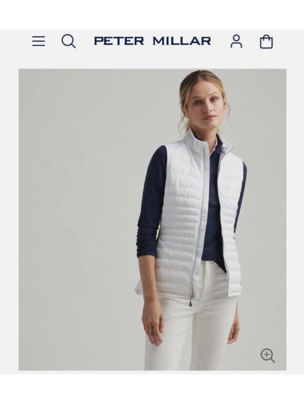 Peter Millar Golf Vest Womens Medium White Fuse Elite Zip Puffer Powerade Logo